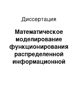 Диссертация: Математическое моделирование функционирования распределенной информационной системы органов внутренних дел в условиях воздействия вредоносных программ