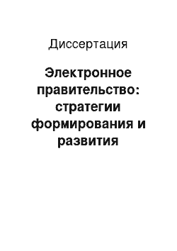 Диссертация: Электронное правительство: стратегии формирования и развития