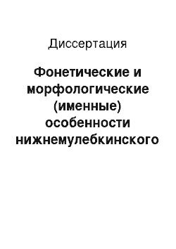 Диссертация: Фонетические и морфологические (именные) особенности нижнемулебкинского говора даргинского языка