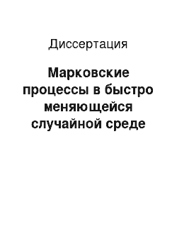 Диссертация: Марковские процессы в быстро меняющейся случайной среде