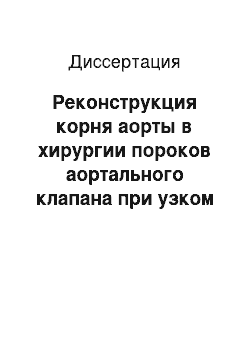 Диссертация: Реконструкция корня аорты в хирургии пороков аортального клапана при узком фиброзном кольце