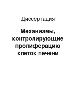 Диссертация: Механизмы, контролирующие пролиферацию клеток печени