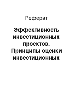 Реферат: Эффективность инвестиционных проектов. Принципы оценки инвестиционных проектов