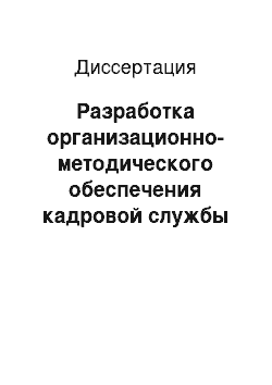 Диссертация: Разработка организационно-методического обеспечения кадровой службы предприятия