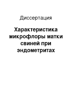 Диссертация: Характеристика микрофлоры матки свиней при эндометритах