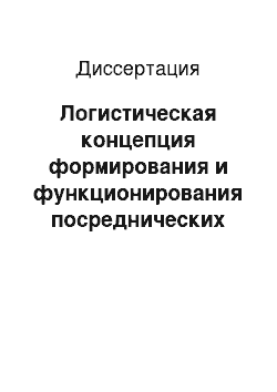 Диссертация: Логистическая концепция формирования и функционирования посреднических структур в сфере обращения