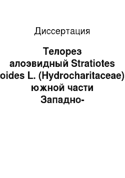 Диссертация: Телорез алоэвидный Stratiotes aloides L. (Hydrocharitaceae) в южной части Западно-Сибирской равнины