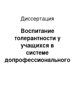 Диссертация: Воспитание толерантности у учащихся в системе допрофессионального военного образования