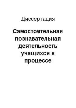 Диссертация: Самостоятельная познавательная деятельность учащихся в процессе обучения информатике