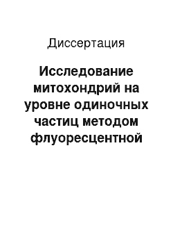 Диссертация: Исследование митохондрий на уровне одиночных частиц методом флуоресцентной корреляционной спектроскопии