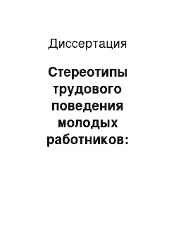 Диссертация: Стереотипы трудового поведения молодых работников: социологический анализ