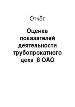 Отчёт: Оценка показателей деятельности трубопрокатного цеха №8 ОАО «ПНТЗ»