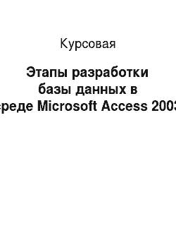 Курсовая: Этапы разработки базы данных в среде Microsoft Access 2003