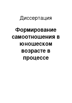 Диссертация: Формирование самоотношения в юношеском возрасте в процессе межличностного учебно-профессионального общения со сверстниками