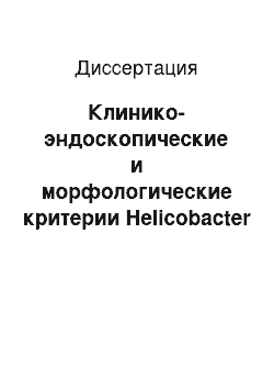 Диссертация: Клинико-эндоскопические и морфологические критерии Helicobacter pylori – ассоциированной язвенной болезни с применением лектиновой гистохимии