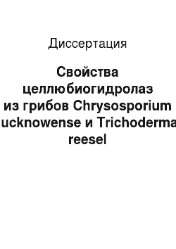 Диссертация: Свойства целлюбиогидролаз из грибов Chrysosporium lucknowense и Trichoderma reesel
