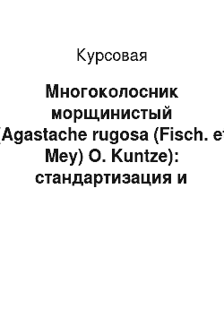 Курсовая: Многоколосник морщинистый (Agastache rugosa (Fisch. et Mey) O. Kuntze): стандартизация и применение