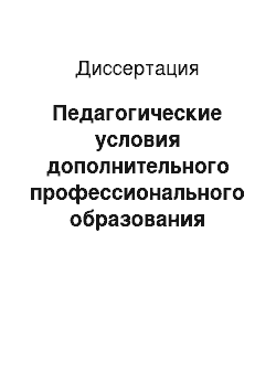 Диссертация: Педагогические условия дополнительного профессионального образования социальных педагогов для работы с детьми группы риска