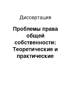 Диссертация: Проблемы права общей собственности: Теоретические и практические аспекты