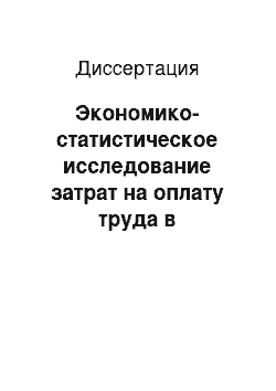 Диссертация: Экономико-статистическое исследование затрат на оплату труда в совокупном общественном продукте