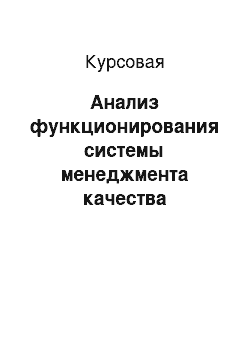 Курсовая: Анализ функционирования системы менеджмента качества