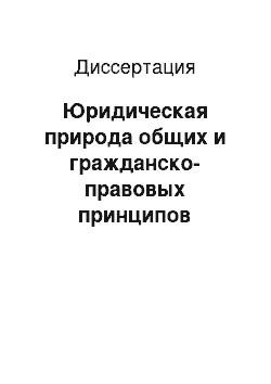 Диссертация: Юридическая природа общих и гражданско-правовых принципов