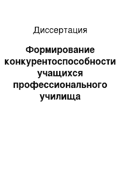 Диссертация: Формирование конкурентоспособности учащихся профессионального училища средствами дополнительного образования