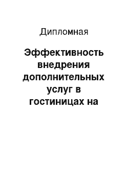 Дипломная: Эффективность внедрения дополнительных услуг в гостиницах на примере гостиницы «Юность»