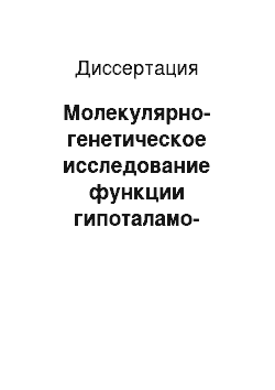 Диссертация: Молекулярно-генетическое исследование функции гипоталамо-гипофизарно-адренокортикальной системы у гипертензивных крыс линии НИСАГ