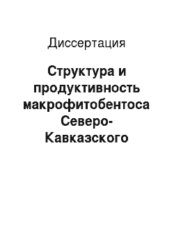 Диссертация: Структура и продуктивность макрофитобентоса Северо-Кавказского шельфа Черного моря