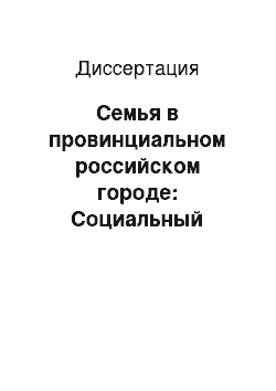 Диссертация: Семья в провинциальном российском городе: Социальный энергопотенциал. Социосинергетический аспект