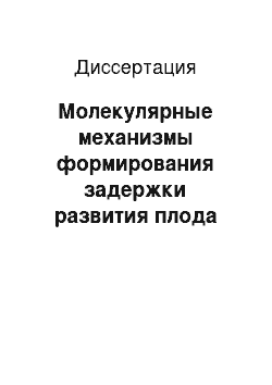 Диссертация: Молекулярные механизмы формирования задержки развития плода при анемии беременных