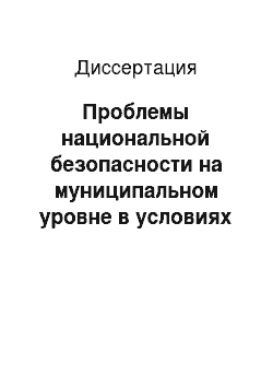 Диссертация: Проблемы национальной безопасности на муниципальном уровне в условиях российской транзиции