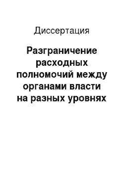 Диссертация: Разграничение расходных полномочий между органами власти на разных уровнях бюджетной системы в Российской Федерации