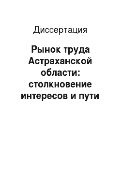 Диссертация: Рынок труда Астраханской области: столкновение интересов и пути их разрешения