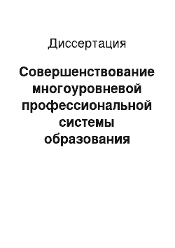 Диссертация: Совершенствование многоуровневой профессиональной системы образования медицинских сестер