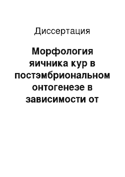 Диссертация: Морфология яичника кур в постэмбриональном онтогенезе в зависимости от монохроматического освещения