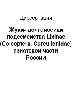 Диссертация: Жуки-долгоносики подсемейства Lixinae (Coleoptera, Curculionidae) азиатской части России