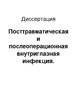 Диссертация: Посттравматическая и послеоперационная внутриглазная инфекция. Этиология, клиника, лечение и профилактика (клинико-экспериментальная работа)