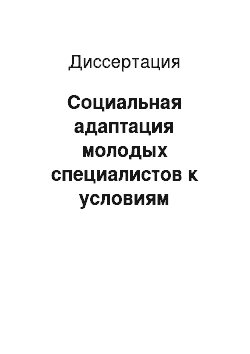 Диссертация: Социальная адаптация молодых специалистов к условиям конкретного производства (на примере предприятий химической промышленности)