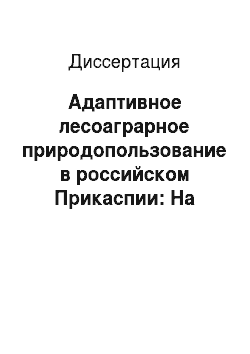 Диссертация: Адаптивное лесоаграрное природопользование в российском Прикаспии: На примере Калмыкии