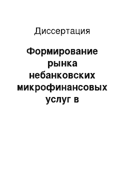 Диссертация: Формирование рынка небанковских микрофинансовых услуг в Российской Федерации