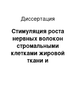 Диссертация: Стимуляция роста нервных волокон стромальными клетками жировой ткани и дифференцировка этих клеток в нейральном направлении