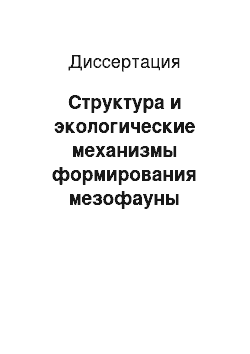 Диссертация: Структура и экологические механизмы формирования мезофауны членистоногих урбанизированных территорий: на примере г. Кемерово