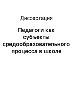 Диссертация: Педагоги как субъекты средообразовательного процесса в школе