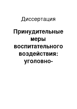 Диссертация: Принудительные меры воспитательного воздействия: уголовно-правовые и криминологические аспекты