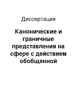 Диссертация: Канонические и граничные представления на сфере с действием обобщенной группы Лоренца