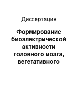 Диссертация: Формирование биоэлектрической активности головного мозга, вегетативного гомеостаза, морфотипа и психологических свойств личности в различные периоды онтогенеза человека