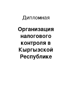 Дипломная: Организация налогового контроля в Кыргызской Республике