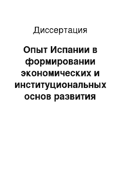 Диссертация: Опыт Испании в формировании экономических и институциональных основ развития новых образовательных технологий